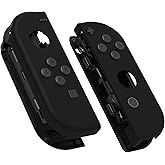 eXtremeRate DIY Replacement Shell Buttons for Nintendo Switch &amp; Switch OLED, Black Soft Touch Custom Housing Case with Full Set Button for Joycon Handheld Controller - Console Shell NOT Included