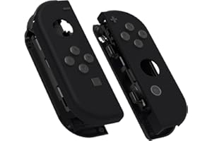 eXtremeRate Soft Touch Grip Black Joycon Handheld Controller Housing with Full Set Buttons, DIY Replacement Shell Case for Ni
