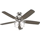 Hunter 52 inch Indoor Ceiling Fan with LED Lights - Ceiling Fan with Pull Chain, For Bedroom or Living Room, Standard Mount, 