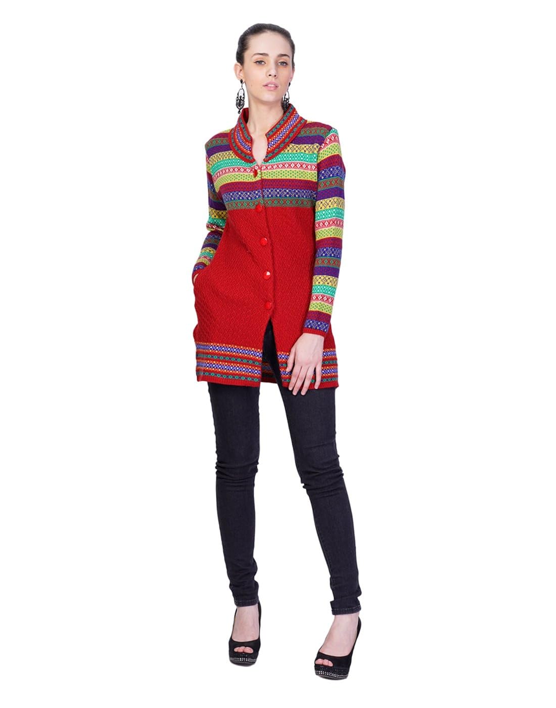 montrex red long coat for women