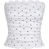 Floerns Women's Cheetah Print Tube Tops Shirt Y2k Lace Strapless Going Out Tank Tops