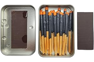 EGREEN Survival Waterproof Matches Kit – 20/40/60 Fire Matches + Extra Striker in Metal Tin, Waxed Tinder Cords – Stormproof Windproof Fire Starter for Camping & Emergency (1 x Tin)