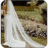 Flimire 2 Tiers Wedding Veils for Brides 118'' Cathedral Length Bridal Veil Soft Tulle Long Veils with Metal Comb