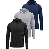 Simlakey 3 Pack Mens Lightweight Athletic Hoodies Long Sleeve Fishing Shirts with Hoodie Workout Running Pullover Sweatshirt