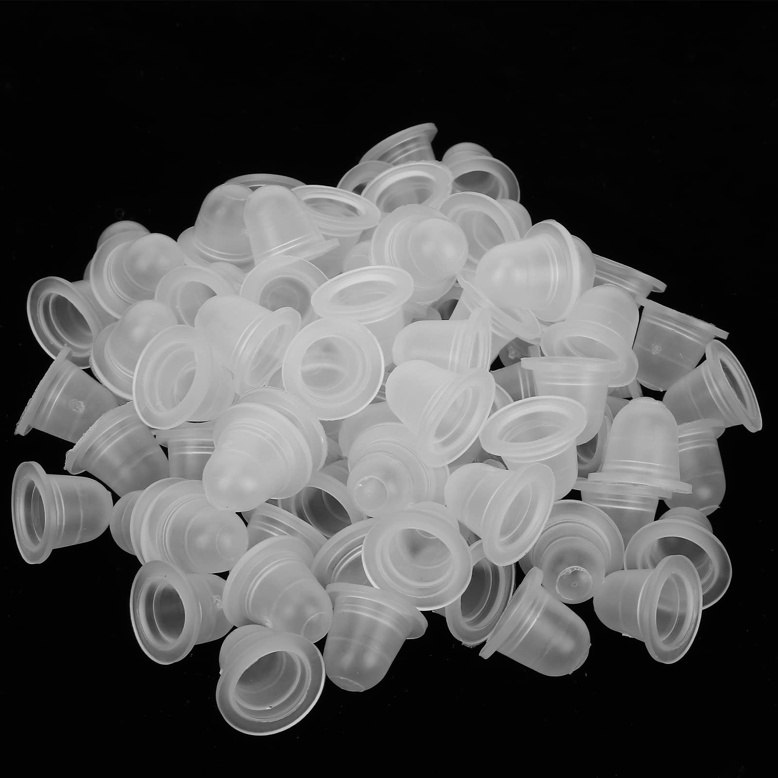 100pcs Tattoo Ink Cups, Disposable Silicone Ink Pigment Cups, Clear Tattoo Pigment Caps for Tattoo Ink and Pigment (Small)