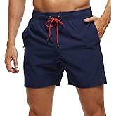 Tyhengta Men's Swim Trunks Quick Dry Beach Shorts with Zipper Pockets and Mesh Lining