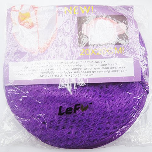 LEFV™ Laundry Basket Deluxe Pop Up Mesh Hamper Clothes Sorter Folding Storage Tote Bag Case Open Bin - Multi Use for Toys Dirty Tidy Clothes Socks Underwear Bra Lingerie Purple