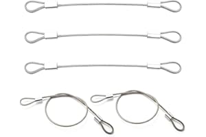 MECEFENO Stainless Steel Cable with Loops, Vinyl Coated Wire Rope Lanyard Lock Luggage Lock Safety Cable with Loops Security Chains Safety Cable Lock for Outdoor Gates, Stage Lighting 12inch Length - 5 Packs
