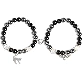 QqzsJewls Spider Matching Friendship Bracelets for Best Friends, Couple Heart Charm Bracelets for Girlfriend Boyfriend, Set of 2 Halloween Christmas Valentines Day Jewelry Gifts for Women Men