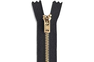 LAKESSTORY 4 Inch Metal Zipper Black Gold Brass Heavy Duty Non Separating Sewing Craft Jean Zipper