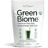 Green Biome - Elite Organic Greens Superfood + Daily OptiBiome Probiotic - Optimized to Promote Bloating Relief, Digestive Comfort + Regularity, Energy - Vegan. Gluten Free -Apple Flavor - 30 Servings