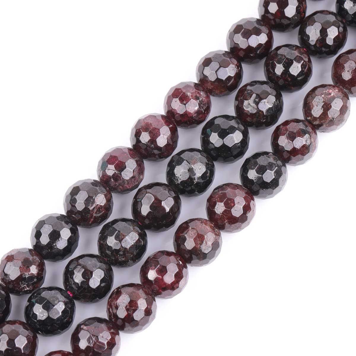 Sweet & Happy Girl's Store 8mm Round Faceted Gemstone Garnet Beads Strand 15 Inch Jewellery Making Beads