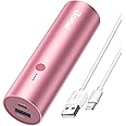 BONAI Portable Charge Power Bank 5000mAh Cylindrical Ultra-Compact External Backup Battery Compatible with iPhone 14 13 12 11 Android Phone and More - Rose Gold (with an 8-pin Charging Cable)