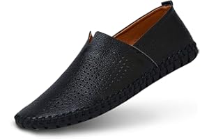 MITVR Men's Genuine Leather Loafer Shoes Slip On Soft Walking Driving Shoes