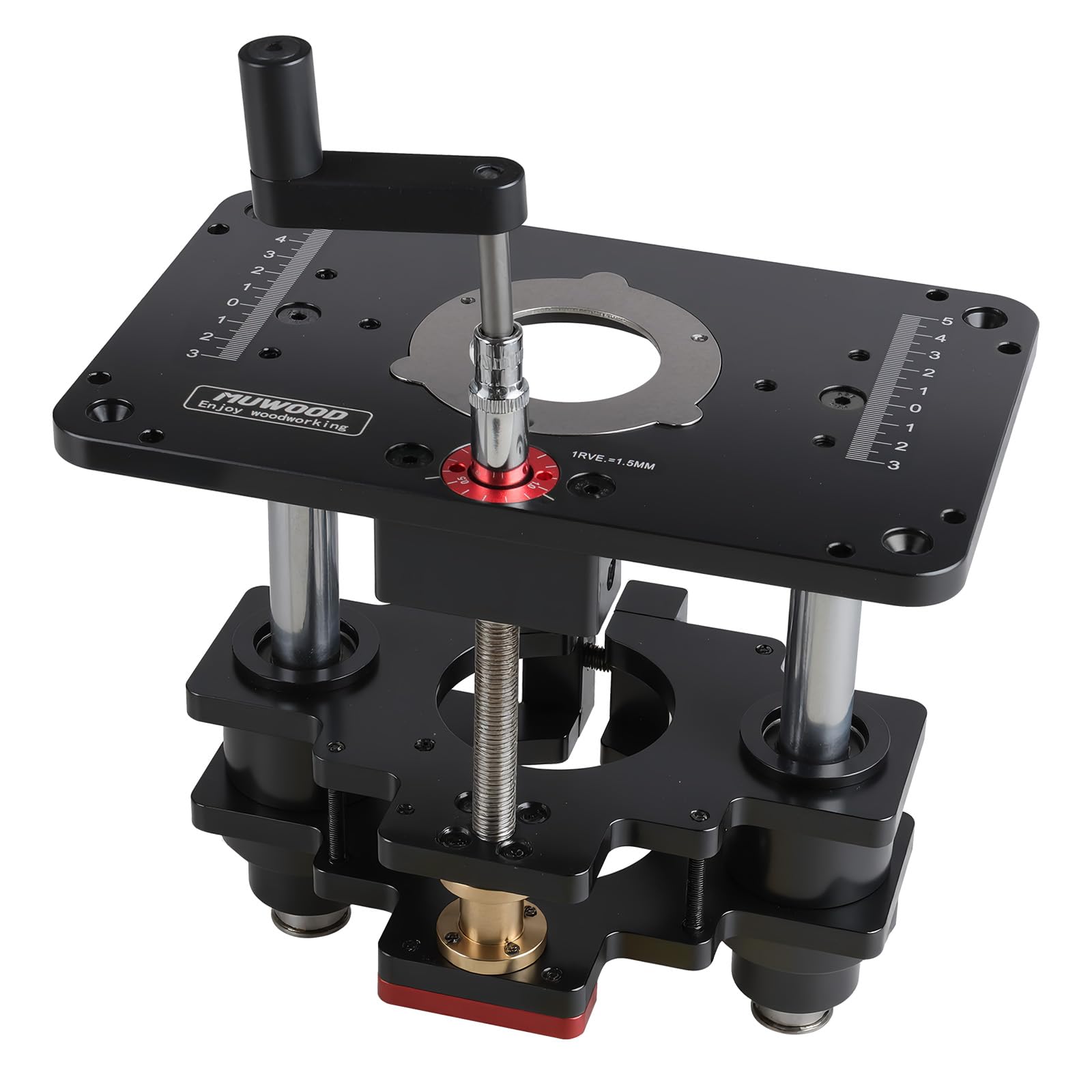 Photo 1 of MUWOOD Router Lift, Precision Router Table Lift System, Durable Router Table Insert Plate, Router Lifts for Woodworking for 65mm Diameter Motors