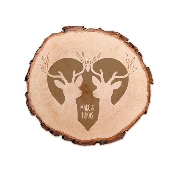 Casa Vivente - Baumscheibe mit Gravur - personalisiert mit [Namen] - als Türschild, Wandschild, Dekoration, Hochzeitsgeschenk