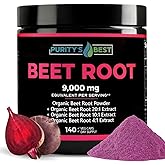 Purity's Best Beet Root Powder 9,000 mg, 140 Veggie Pills, Beet Root Capsules | Supports Blood Circulation - Helps Nitric Oxide Production, Beet Root Extract, Pure, Non-GMO, Made in USA