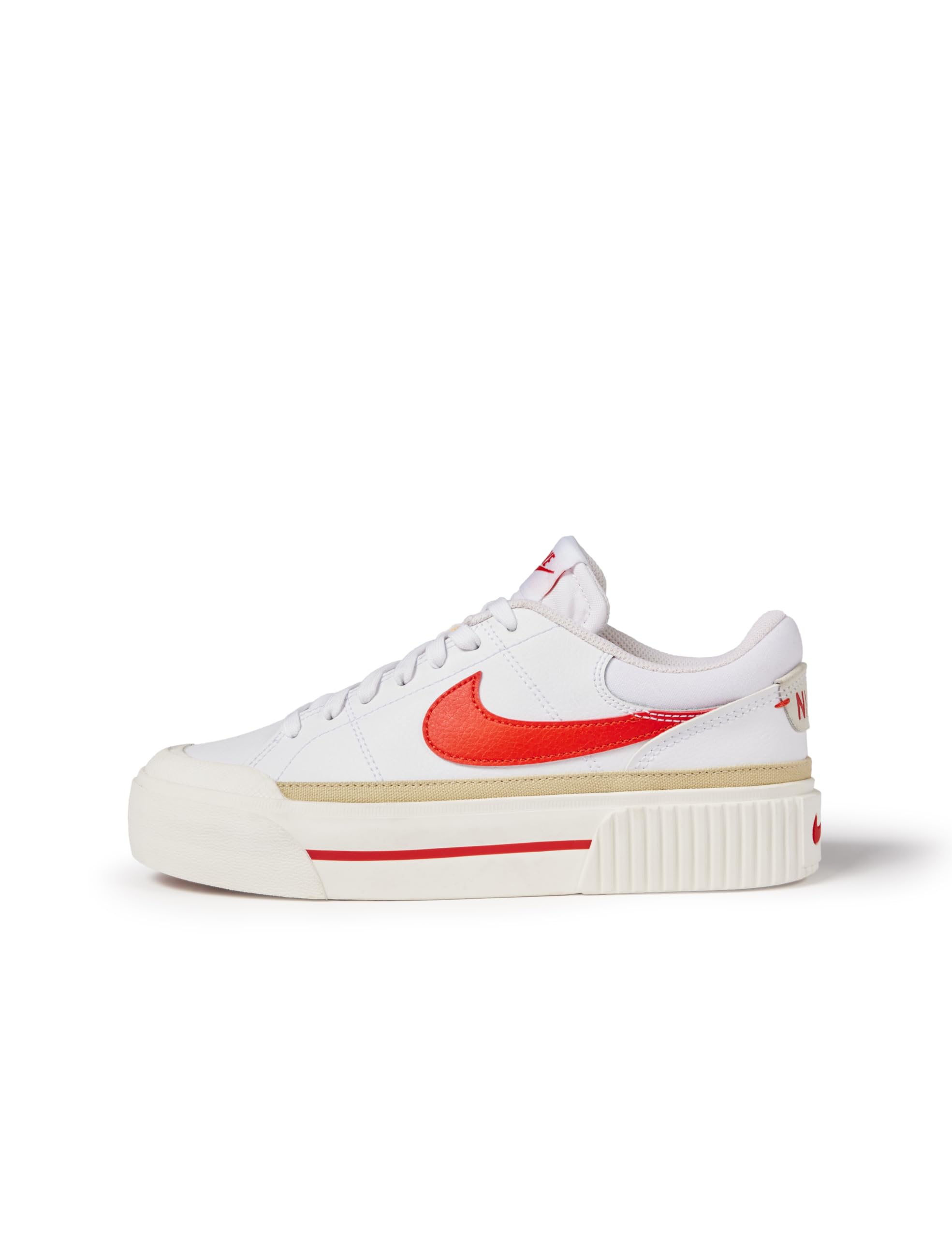 Nike Women's Court Legacy Lift Shoes, White/Picante Red-Team Gold-Sail, 11 Image
