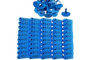 GMXZX 100PCS 001-100 Number Plastic Livestock Ear Tags Farm Animal Tags ID Tags Pink Green Blue Ear Tagger for Cow Cattle Sheep Goats Pigs Hogs Mark Label (Blue)