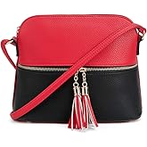 SG SUGU Lunar Lightweight Medium Dome Crossbody Bag Shoulder Bag with Tassel | Zipper Pocket | Adjustable Strap