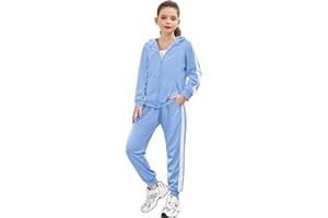Zaclotre Girls 2 Piece Outfits Sweatsuit Zip Up Hoodie Sweatshirt and Sweatpant Tracksuit Athletic Jogger Sets
