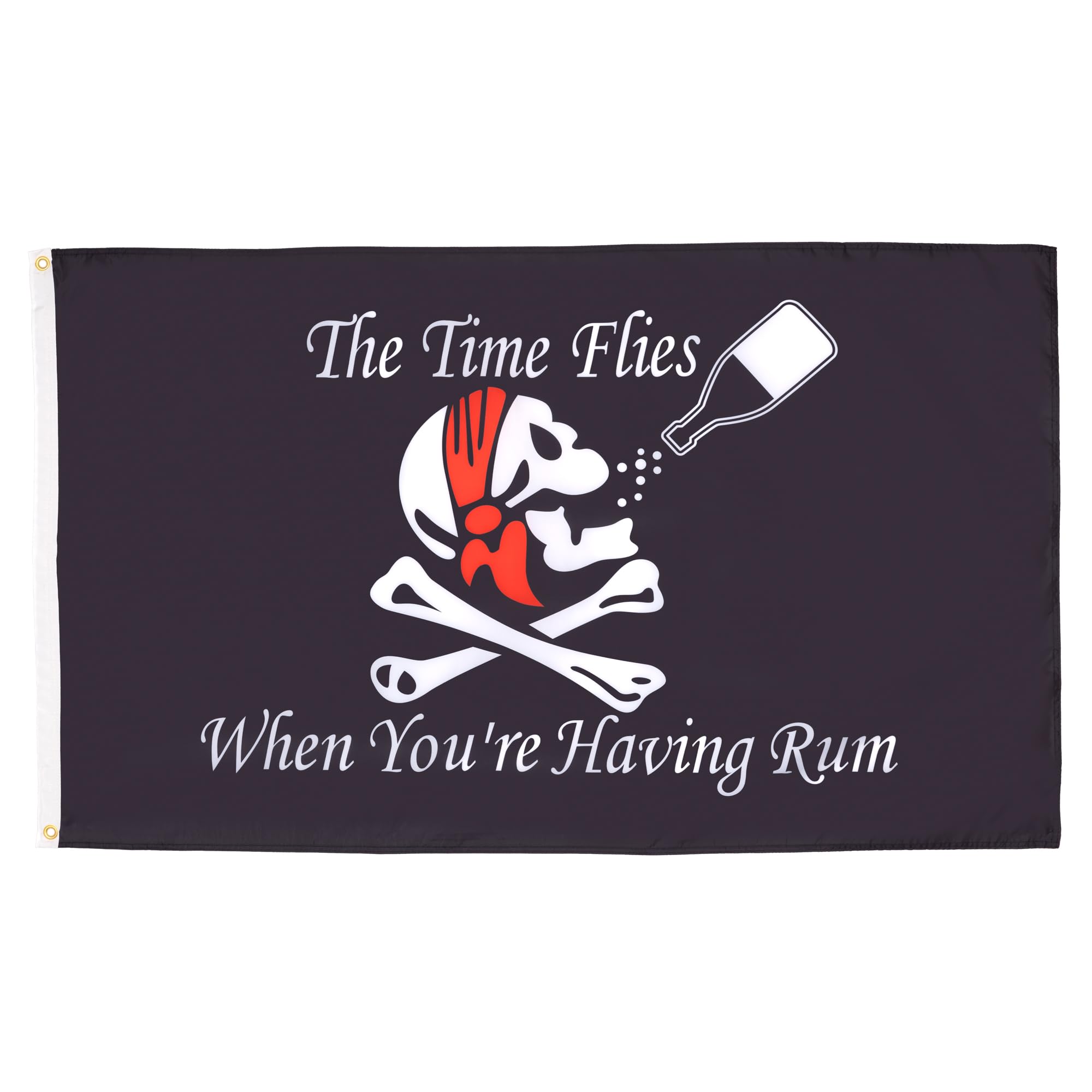 AZ FLAG - Pirate Time Flies When You Have Rum Flag - 2x3 Ft - 100D Polyester Pirates Banner with Two Metal Grommets - Fade Resistant - Vivid Colors - 2' x 3' Feet - 90x60 Cm