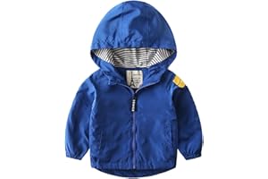 Toddler Baby Boys Jacket Coat Windbreaker Outerwear Kids Lightweight Zip Hooded Cardigan Clothes