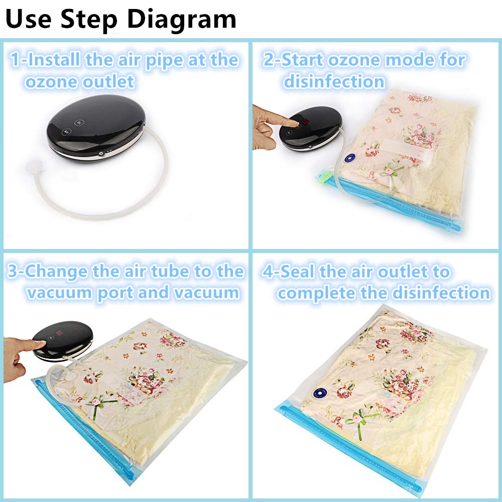 Vacuum Sterilizer, Vaccum Disinfection Machine, Pet Deodorant Disinfection, Portable Mini Preservation Odors Removal Ozone sterilization, Equipped With Vacuum Sealed Bag Recycled, Humanized Design and Convenience Operating (Black)