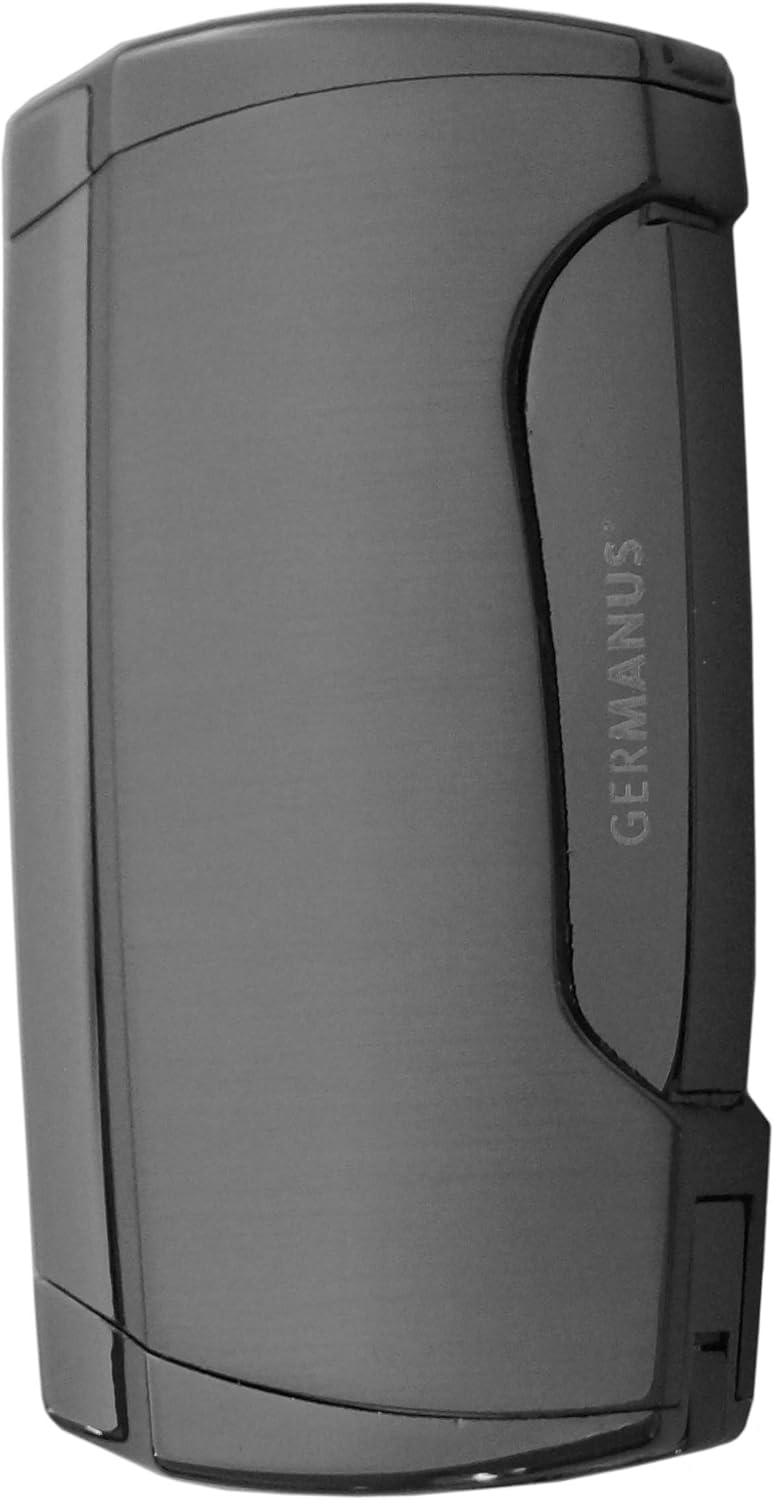 GERMANUS Jetflame Torch Cigar Lighter with 2 Flames in Dark Silver, 73mm x 44mm x 18mm