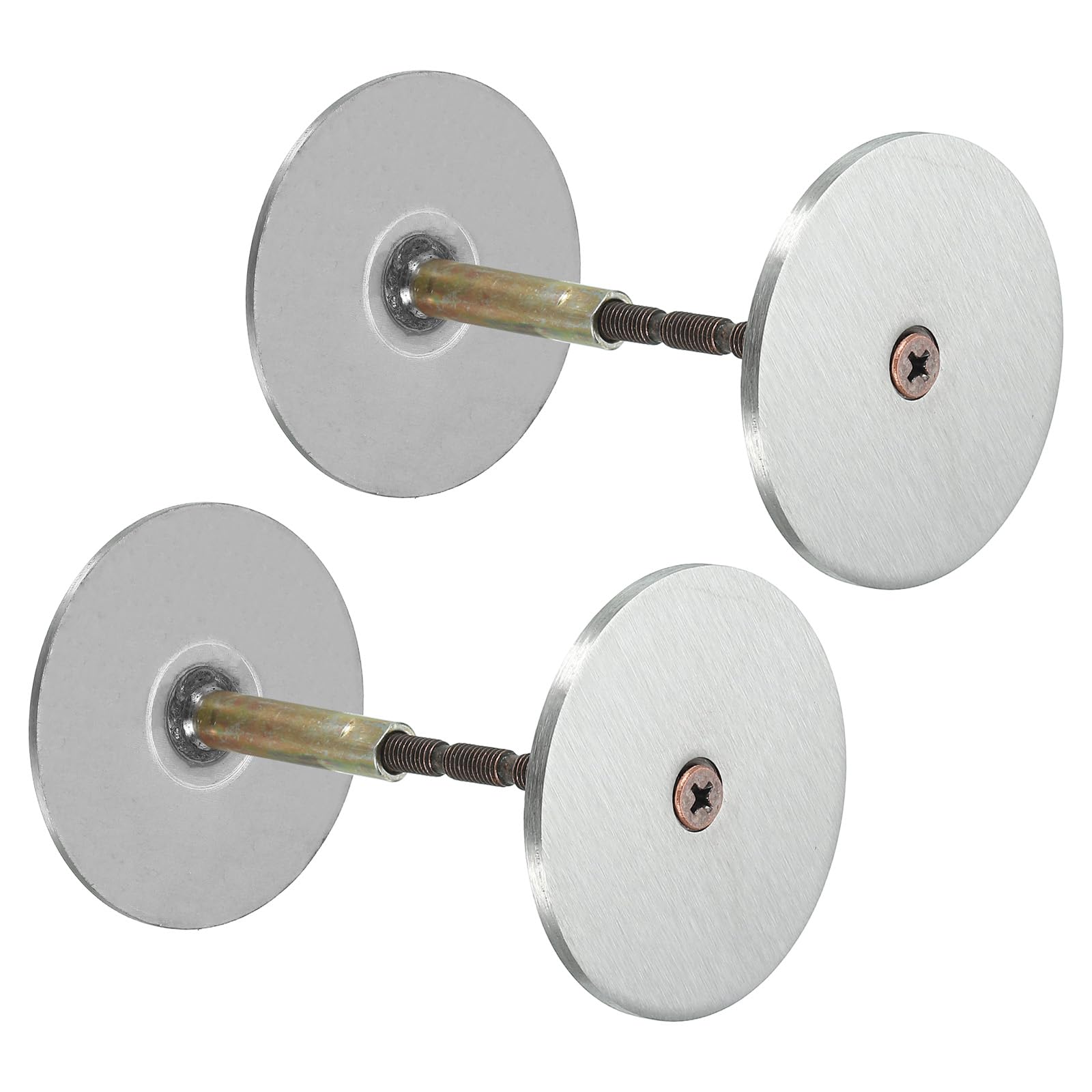 PATIKIL Door Knob Hole Cover Plate, 2 Pack 2 3/16" Dia. Deadbolt Cover Plate Door Hole Filler Plate for 1 3/8" to 1 3/4" Holes, Brushed Satin Nickel
