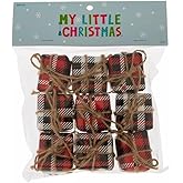 My Little Christmas Red Checked Faux Presents Ornaments for Mini Trees, Doll Trees - 9 Count