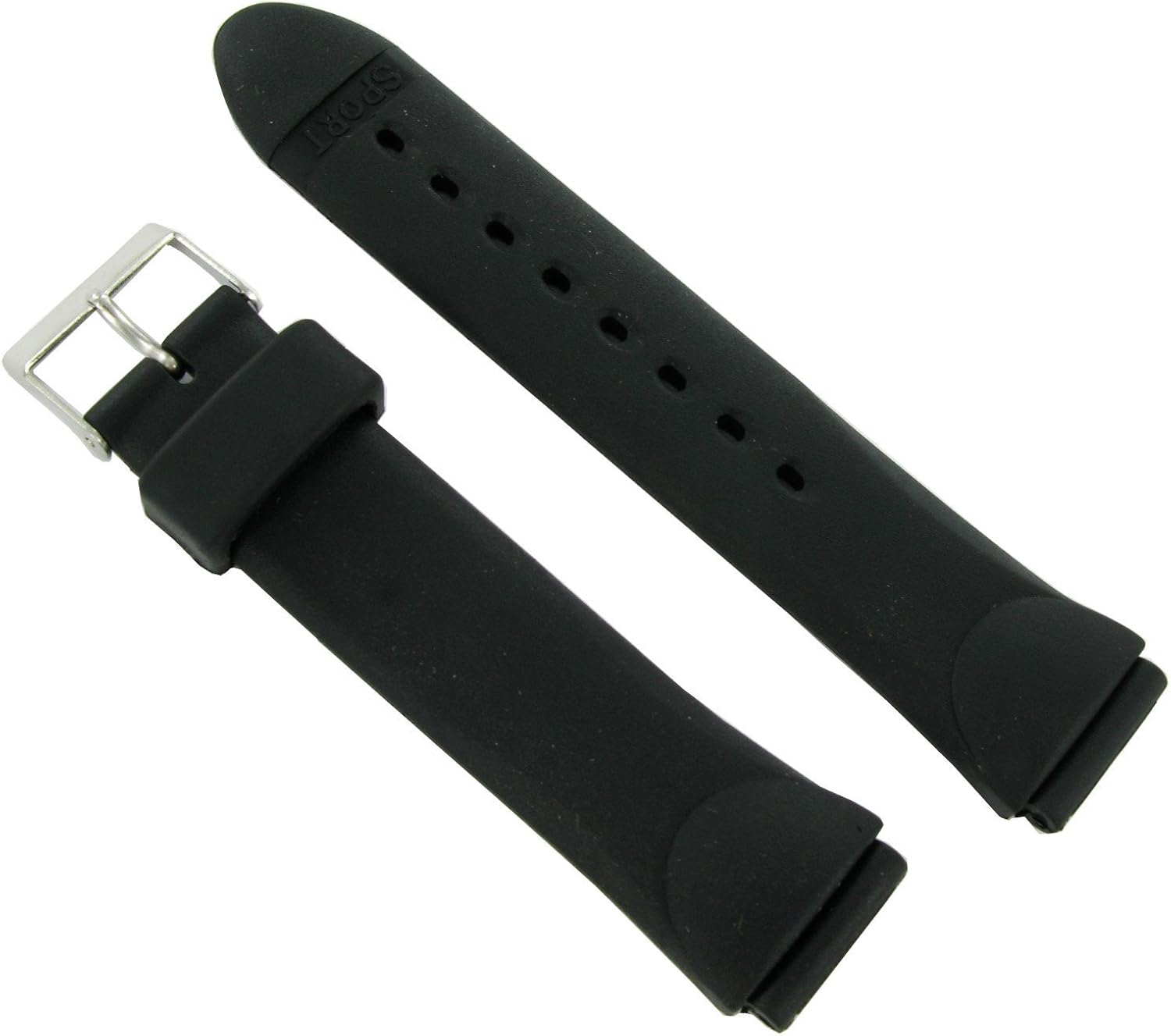 18mm Speidel Express Black Rubber Sport Watch Band Mens