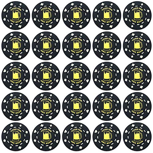 Set of 25 ONE (1) Beer Poker Chip Button Marker Tokens