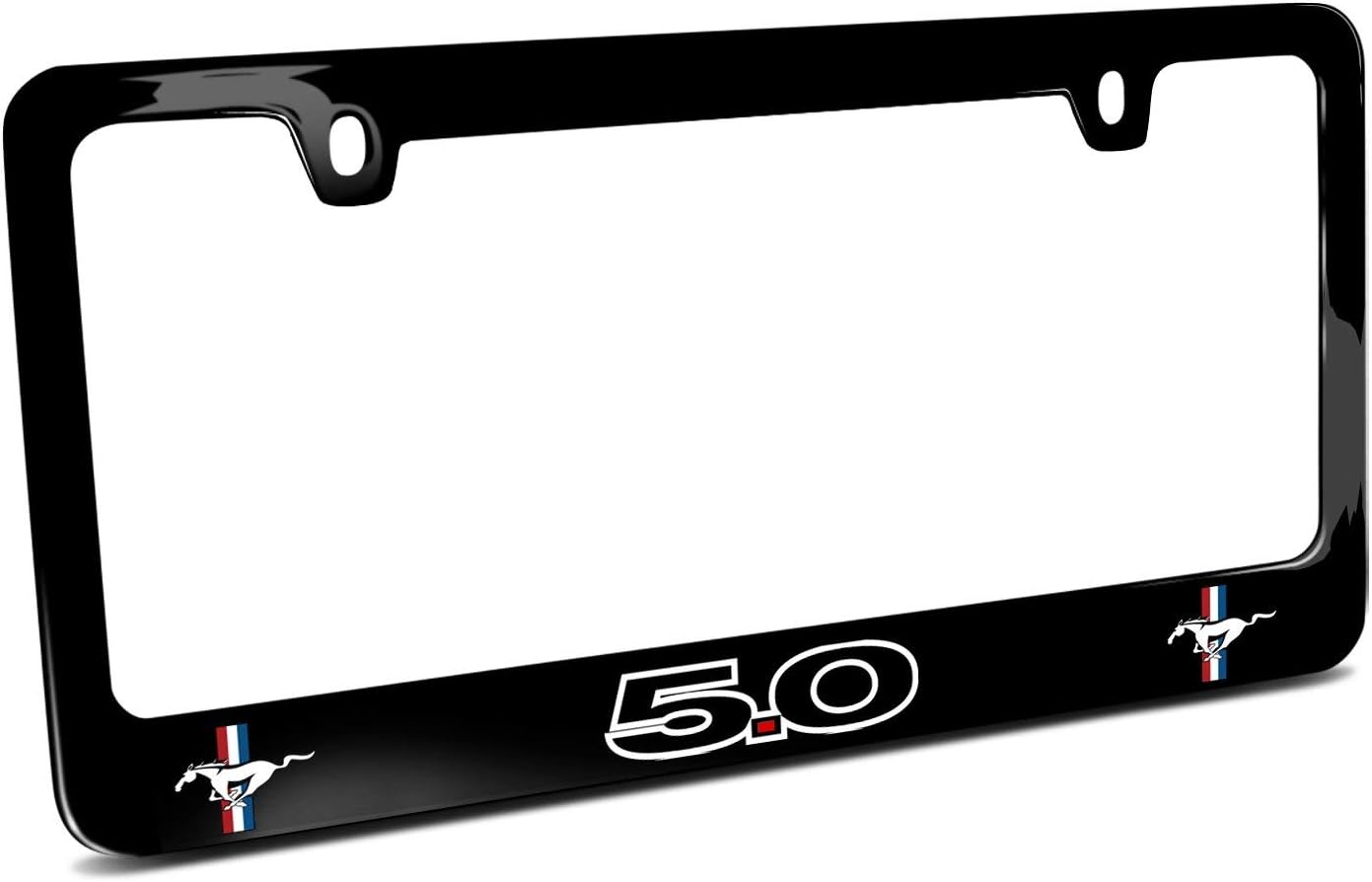 Dodge Challenger Racing Stripe Cover Chrome Black Metal License Plate Frame Holder