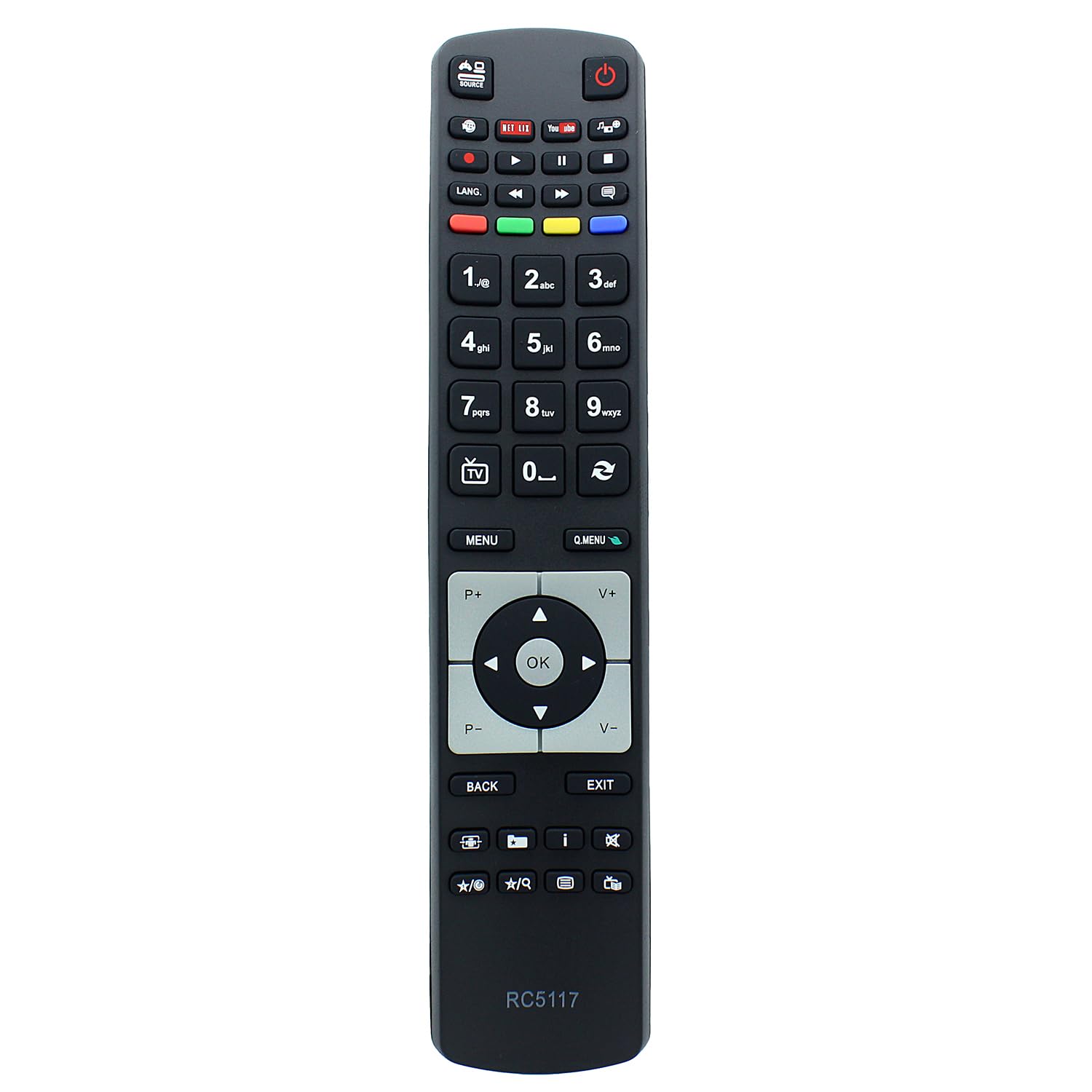 RC5117 Remote Control Replacement for Hitachi TV 32HXT16U 32HYJ46U 32HYT46U 42HBT42U K 42HE4631U 42HXT42U 42HXT42U H 43HB6T62U 43HGT69U 48HB6T62U 48HBT62U H 48HK6T64U 49HGT69U 50HYT62U 48HBT62U
