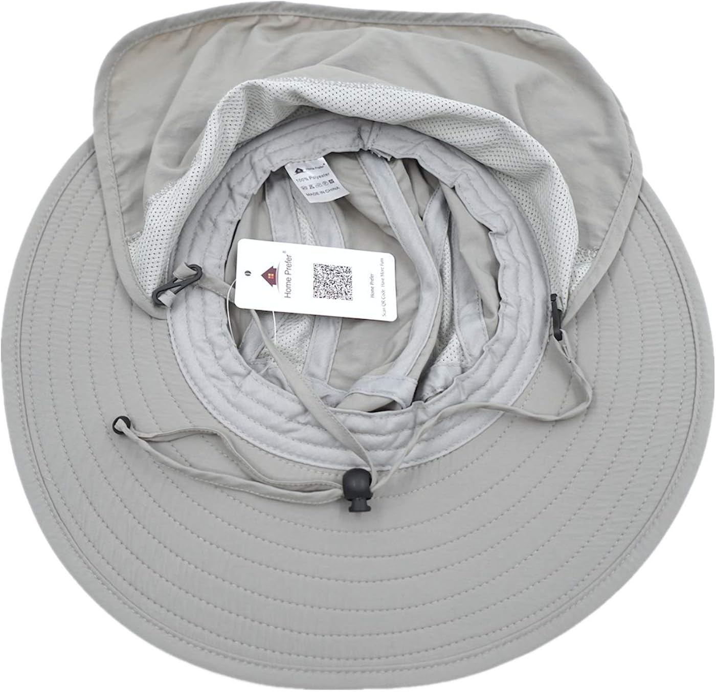 Home Prefer Mens UPF 50+ Sun Protection Cap Wide Brim Fishing Hat with Neck Flap (Light Gray) : Clothing