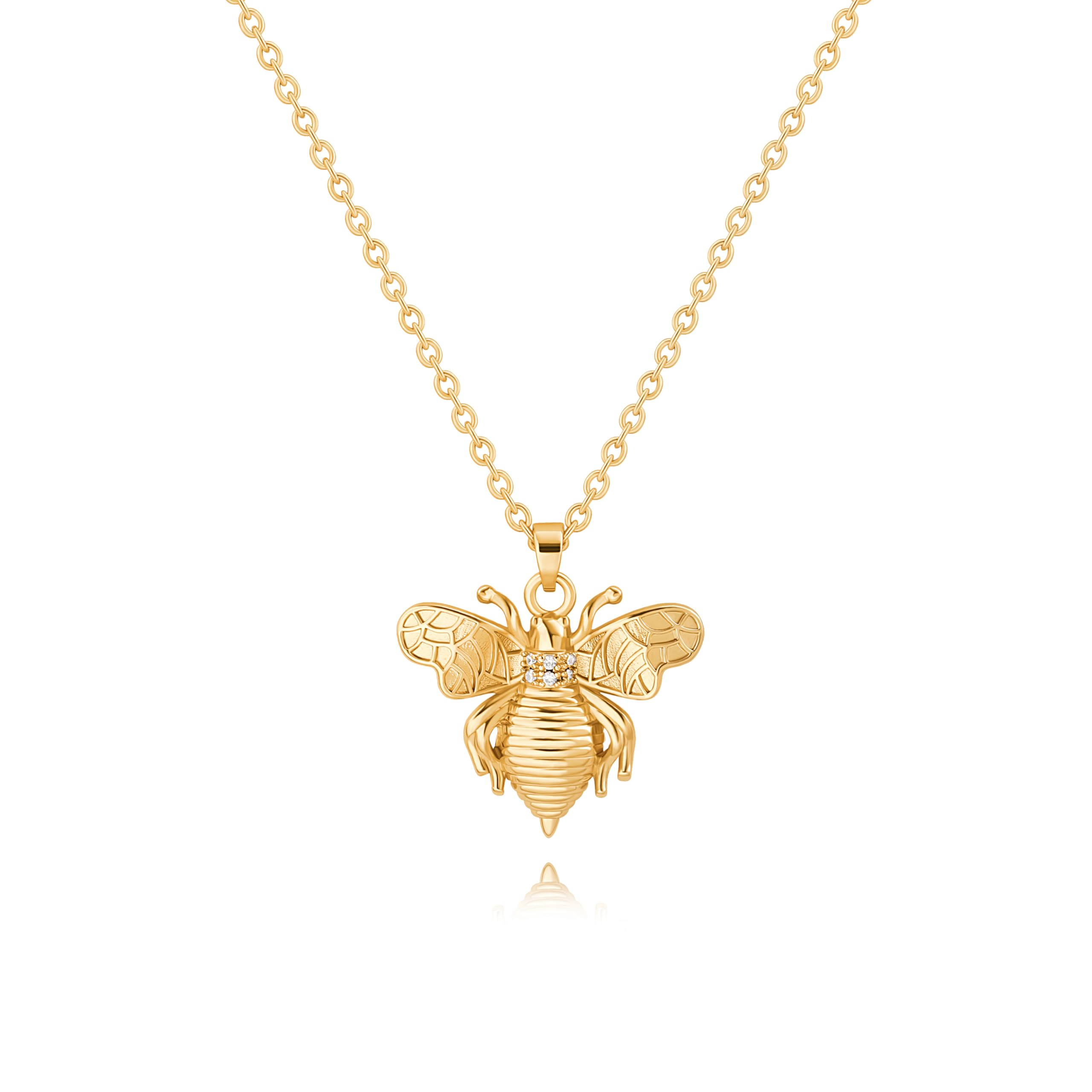 Photo 1 of PERNNLA PEARL 18K Gold Plated Whimsical Critters Bee Pendant Necklace for Women 18 Inch Chain Adjustable Dainty Layered Necklaces for Women Jewelry