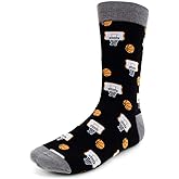 Urban Peacock Men's Novelty Fun Crew Socks for Dress or Casual - (Basketball - Black with Grey, 1 Pair)