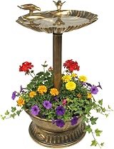 GardenKraft Bird Bath with Built-In Planter Bronze Clam Shell 66x39 cm view 1