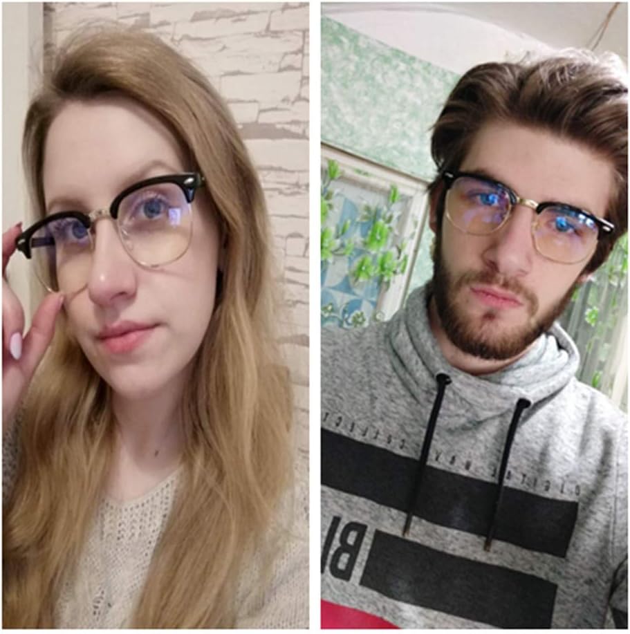 LNTICB® Blue Light Blocking Glasses Computer Reading Glasses Retro Eyeglasses Frame Anti UV Transparent Lens Anti Eye Fatigue Lightweight Fashion Professional Unisex for Smartphone Screens Computer TV - Image 5