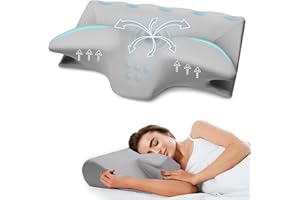 SUFOR Cervical Pillow for Neck Pain Relief, Cooling Contour Memory Foam Pillows Support Odorless Ergonomic Neck Pillow Adjustable Orthopedic Bed Pillow for Side Back Stomach Sleeper,Ideal Gift