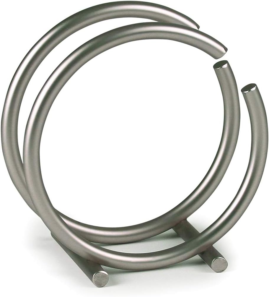 Spectrum Diversified Euro Round Vertical Contemporary Upright Holder, Modern Kitchen Décor & Dining Table Accessory, Countertop Napkin Storage, 1 EA, Satin Nickel: Home & Kitchen