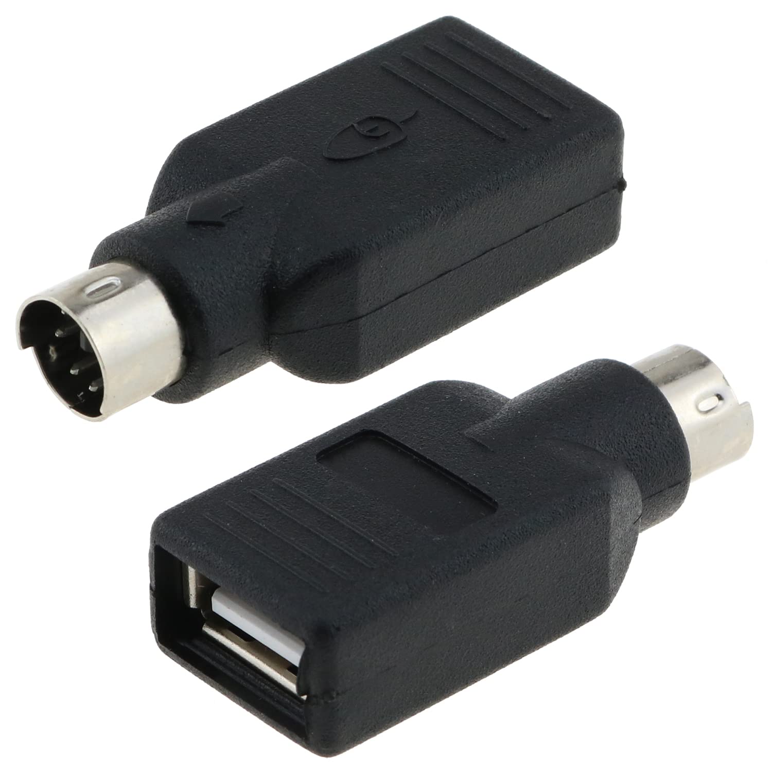 Photo 1 of E-outstanding USB to PS2 Adapter, 2PCS Black USB Female to PS/2 Male Converter Adapter for Mouse Keyboard, Black