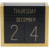 Juegoal Wooden Perpetual Calendar, Wooden Block Daily Calendar Office Desk Accessories (Black)