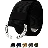 Silver D-Ring Web Belt Canvas Belt for Men Women Jeans Belts 1.5'' Wide