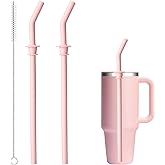 Bluwing Press in Straw for Hydro Flask Travel Tumbler 20/28/32/40oz, Replacement Silicone Straw for Hydro Flask 40oz Tumbler(2 Pcs Pink)