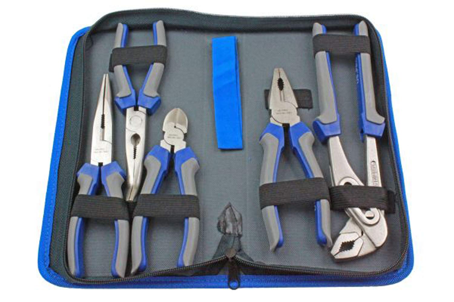 5 Piece Pliers Set Including Combination Long Nose Water Pump
