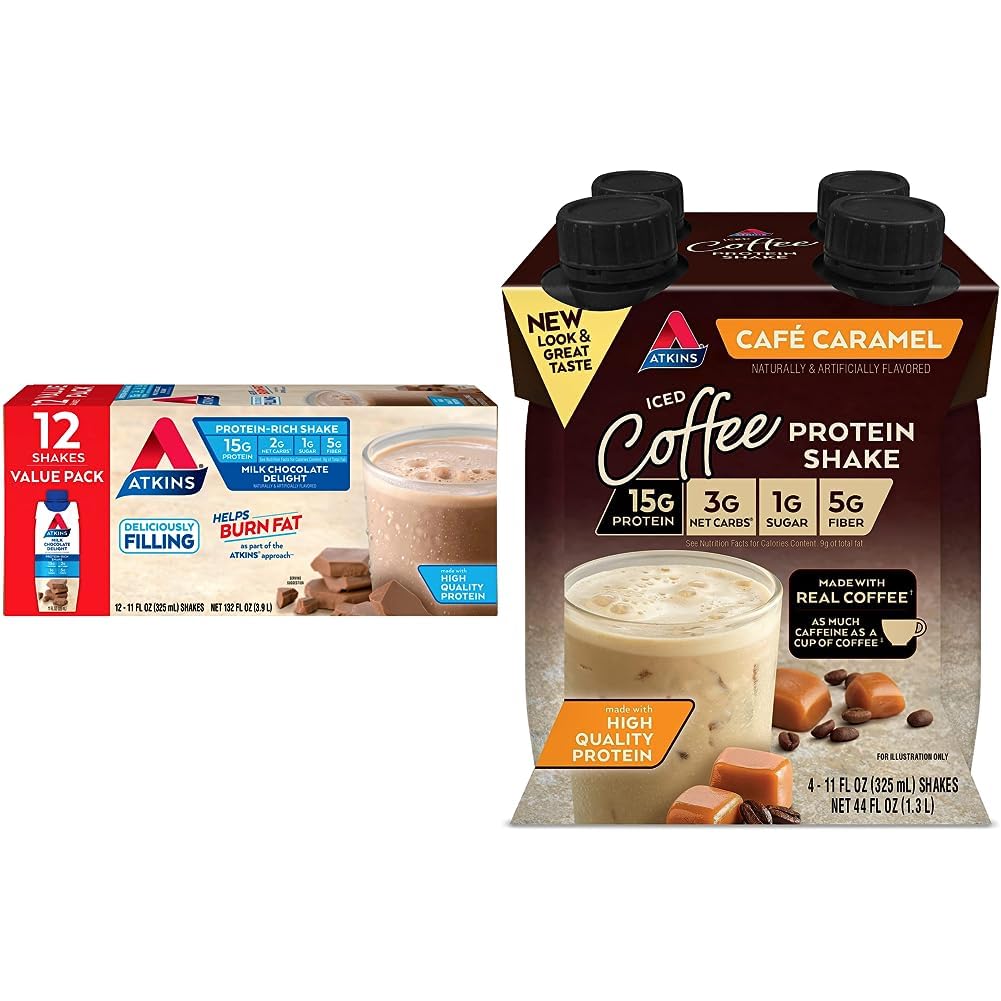 Mua Atkins Milk Chocolate and Cafe Caramel Protein Shake Bundle (12