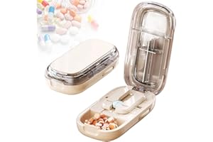 2026 Upgraded Portable Pill Cutter, Pill Splitter for Large Small Tiny Pills, 2 in 1 Pills Cutter & Storage Organizer for Pur