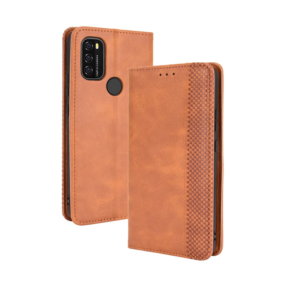 Blackview A70 2021 Case [Wallet Case] [Kickstand] [Card Slots] [Magnetic Flip Cover] Compatible with Blackview A70 2021 Smartphone(Brown)